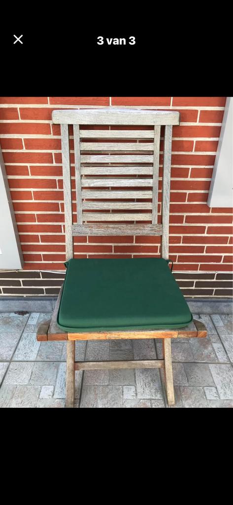 6 teak stoelen plooibaar met kussens, Enlèvement