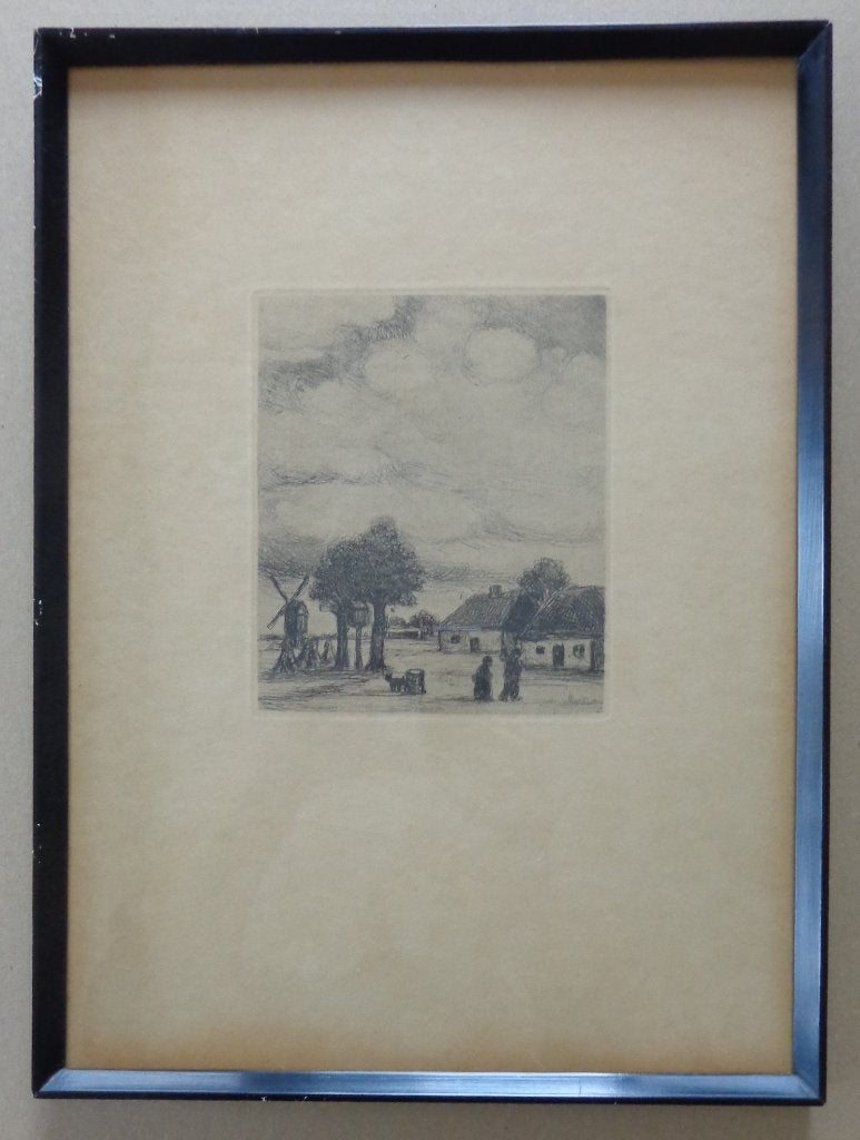 JAKOB SMITS / HET KAPELLETJE / ZW-W ETS / 43x32cm / KADER, Antiquités & Art, Édition limitée, Enlèvement ou Envoi, Paysages, Eau-forte