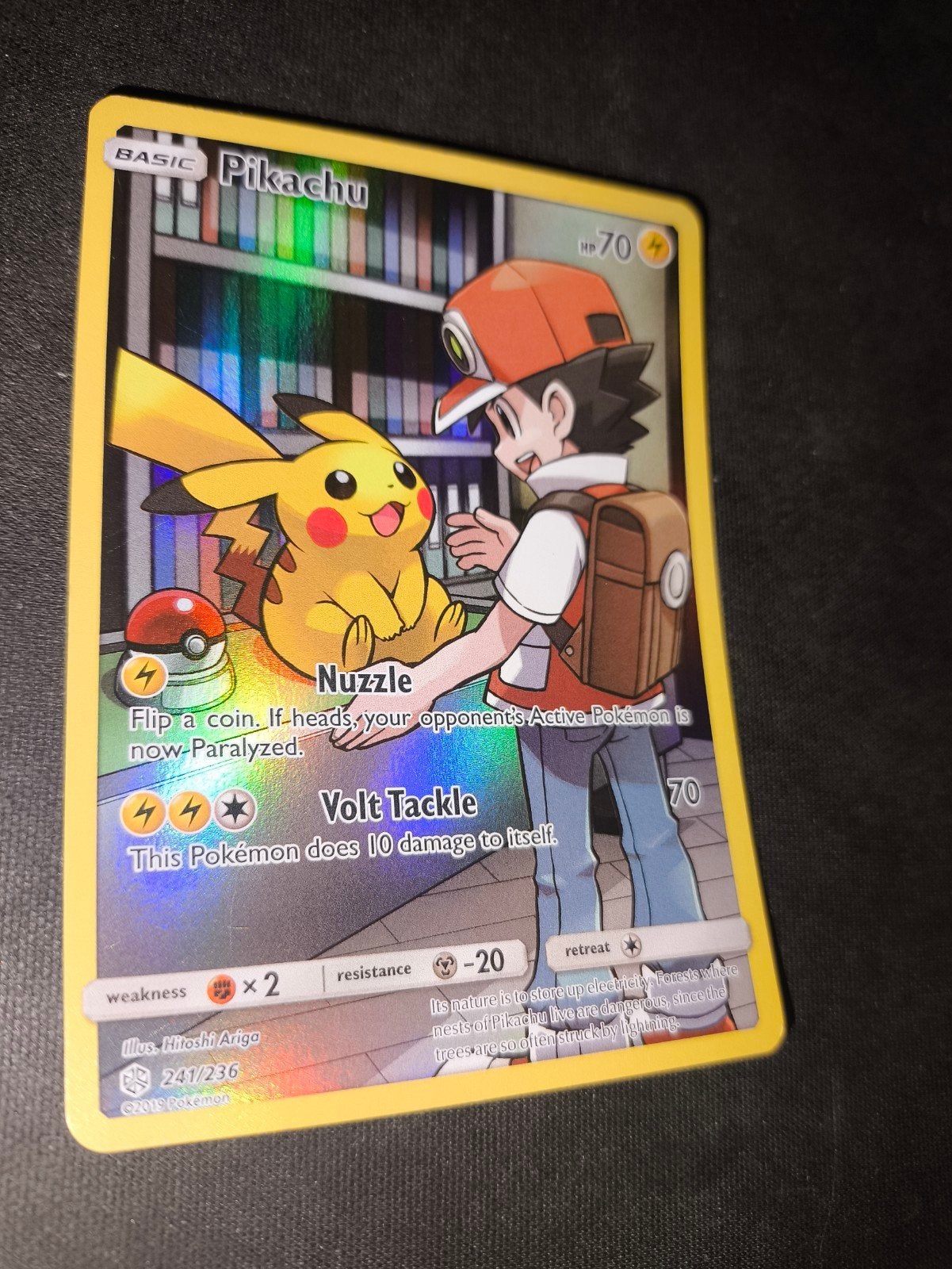 Pokémon Pikachu Secret Rare 241/236 - Cosmic Eclipse, Ophalen of Verzenden, Zo goed als nieuw, Losse kaart, Foil