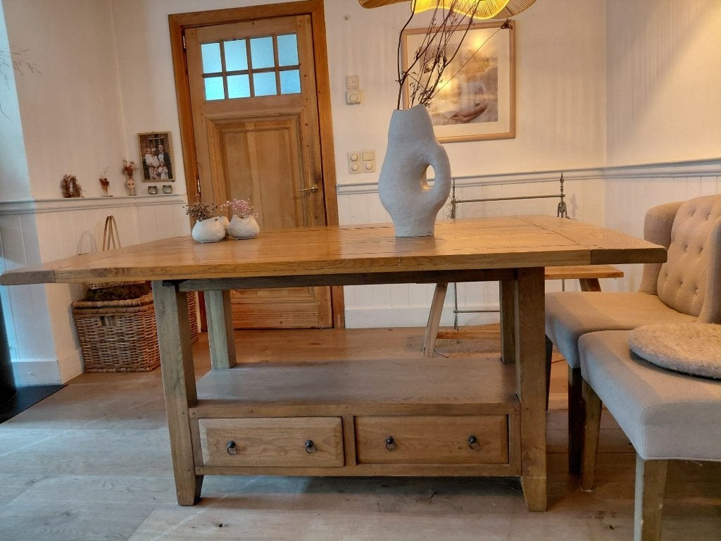 eiken tafel, Huis en Inrichting, Ophalen, Gebruikt, Eikenhout, Landelijk