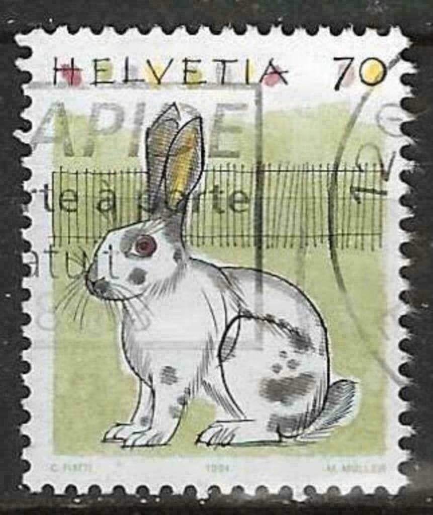 Zwitserland 1991 - Yvert 1364 - Dieren - Konijn (ST), Postzegels en Munten, Verzenden, Gestempeld
