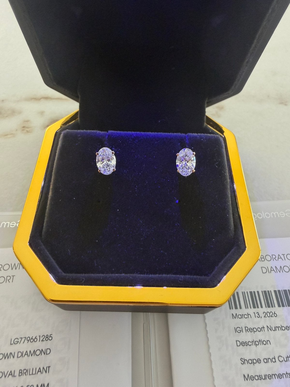 18K Geelgouden Oorbellen met Ovale Diamanten, Ophalen, Nieuw