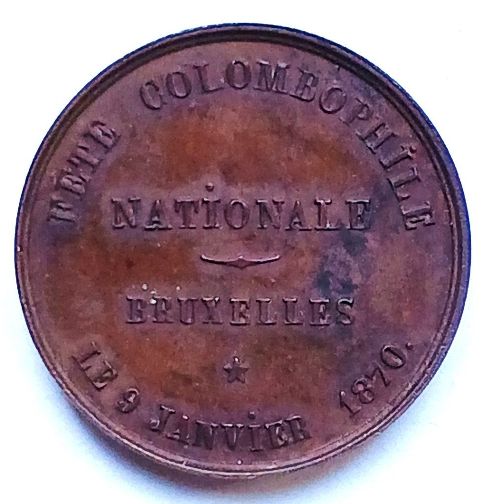 medaille 1870 FETE COLOMBOPHILE NATIONALE BRUXELLES, Ophalen of Verzenden, Brons