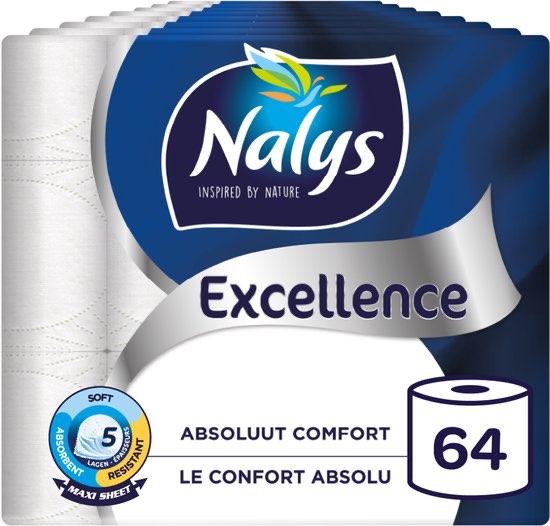 64 rollen Nalys Excellence Toiletpapier Maxi Vellen 5-laags, Maison & Meubles, Salle de bain | Linge de bain & Accessoires, Neuf