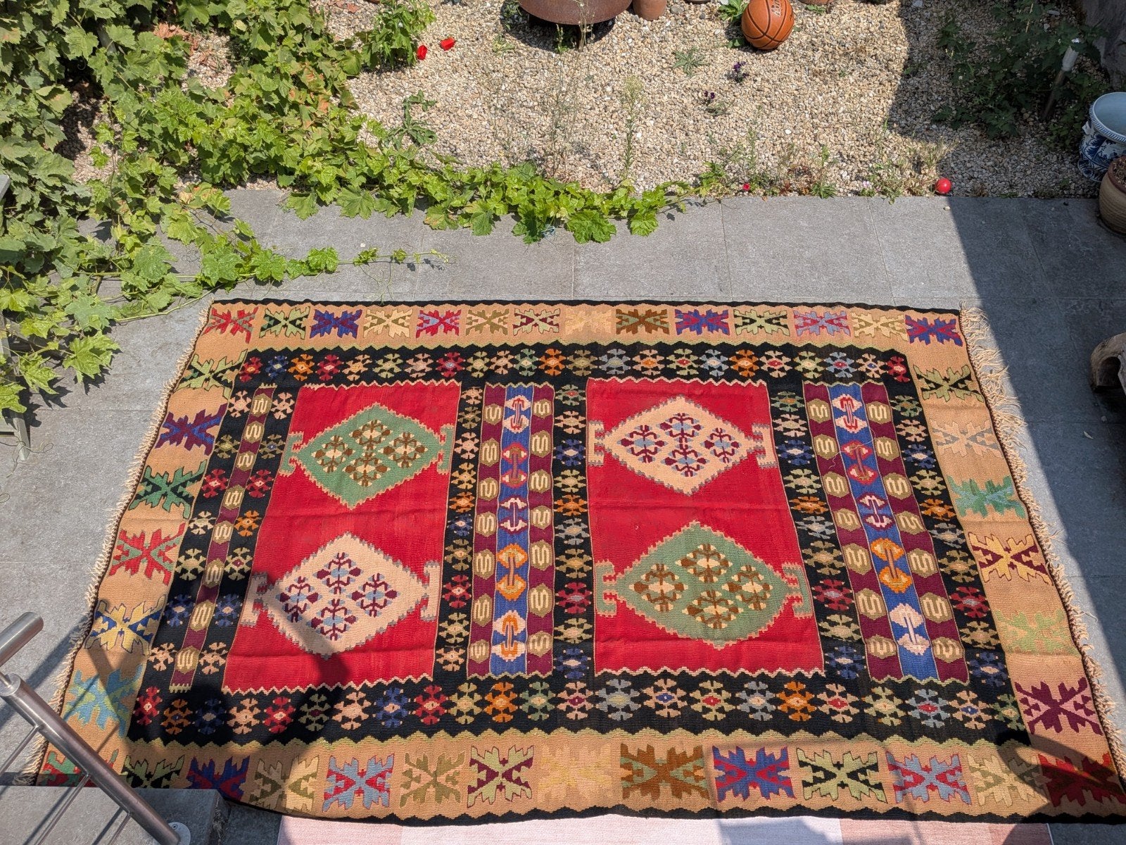 Vloerkleed - gekleurd, wol handgeknoopt uit Albanië, Ophalen of Verzenden