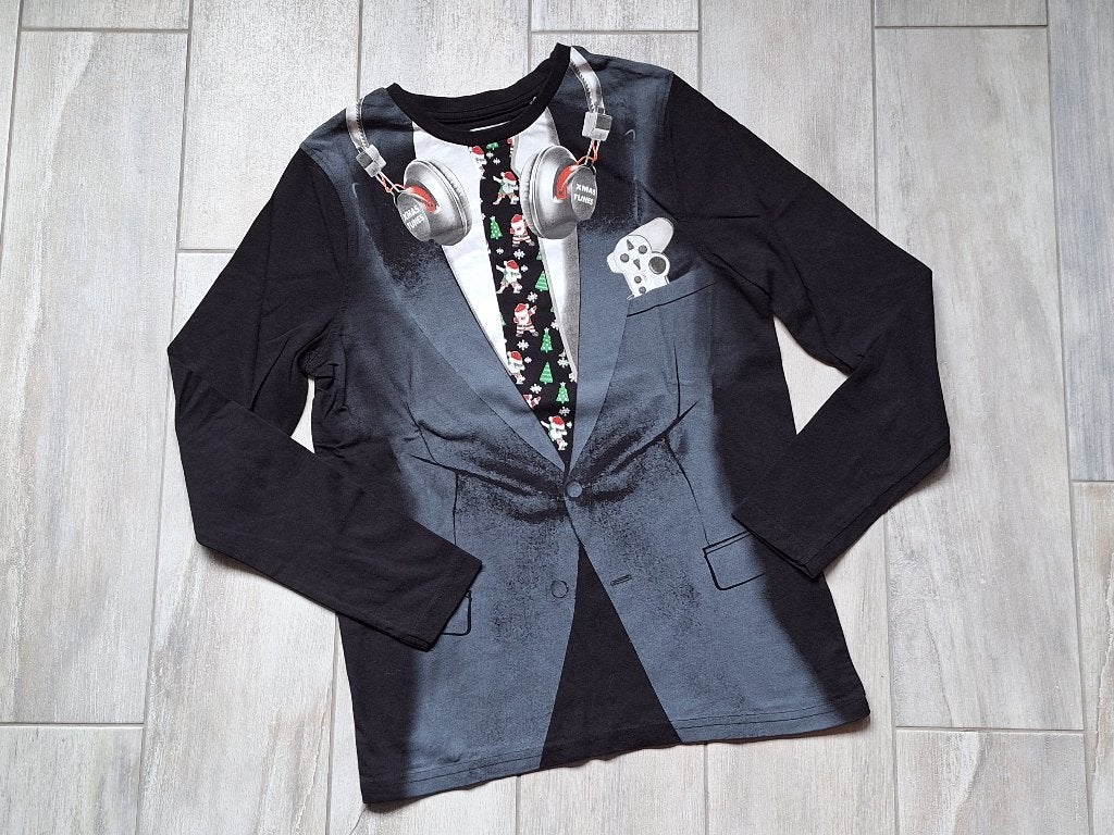 ★ M146/152 - Coole longsleeve kerst, Ophalen of Verzenden, Zo goed als nieuw, Jongen, Shirt of Longsleeve