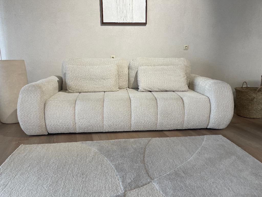 Zetel met slaapfunctie en opbergruimte NIEUW, Ophalen, 125 tot 150 cm, Japandi, Scandinavisch, Rechte bank