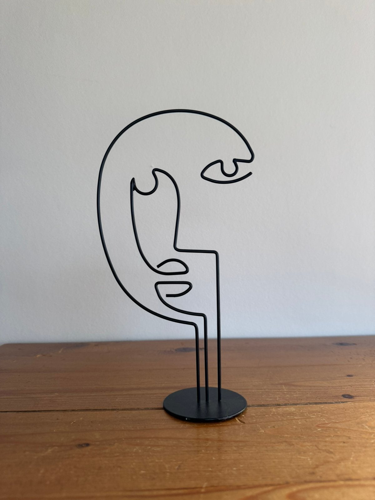 Wire art sculptuur | abstract gezicht | mat zwart, Ophalen of Verzenden, Zwart, Metaal
