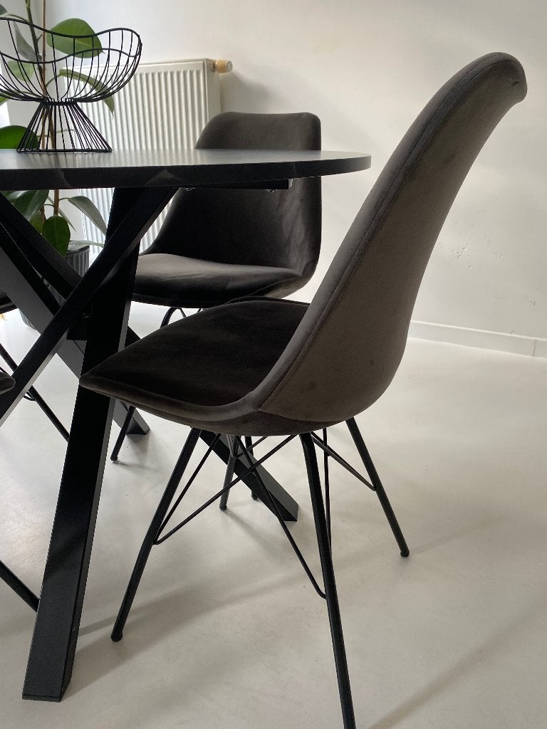Tafel met stoelen, Huis en Inrichting, Tafels | Eettafels, Ophalen, Gebruikt, 100 tot 150 cm, Rond