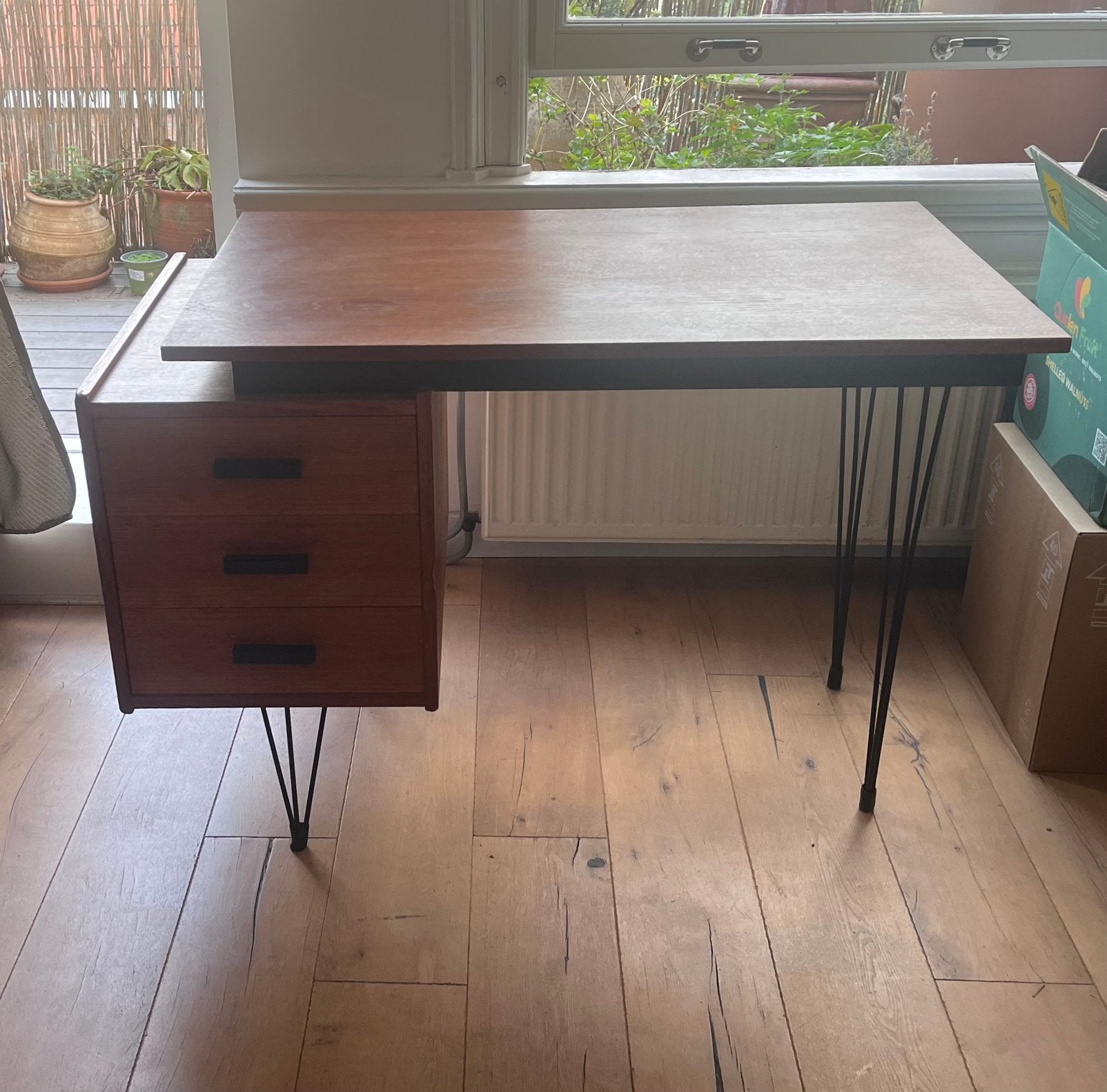 Vintage teakhouten Bureau van Tijsseling jaren ‘60, Vintage, Ophalen of Verzenden, Zo goed als nieuw, Ahrend
