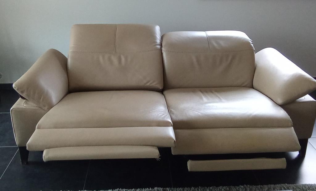 Lederen salon, Ophalen, Gebruikt, 75 tot 100 cm, Rechte bank