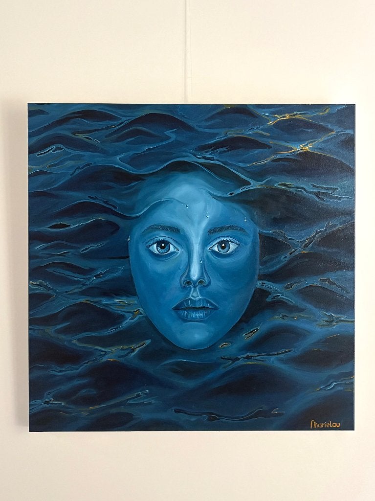 Schilderij De Getijden 100cmx100cm, Antiquités & Art, Art | Peinture | Moderne, Enlèvement, Peint à la main, Peinture à l'huile