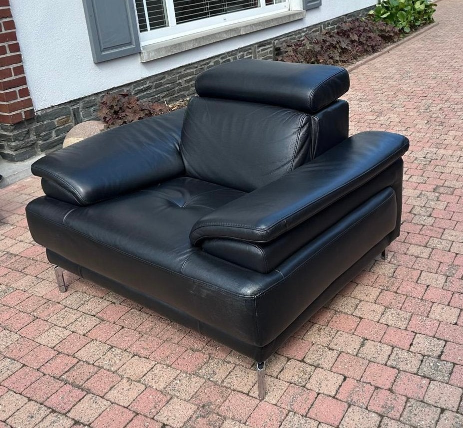 Zeer mooi zwart lederen salon, Ophalen, Zo goed als nieuw