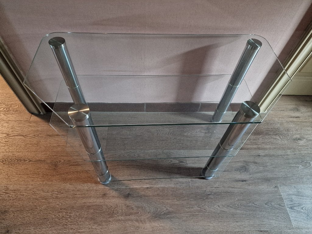 Glazen bijzettafel / tv-meubel, 75 cm of meer, Rechthoekig, Ophalen, 45 tot 60 cm