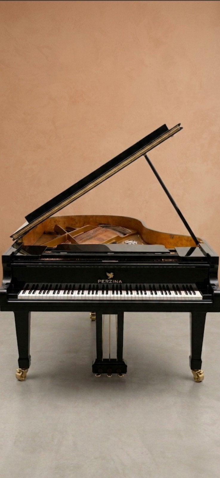 Prachtige Gebr. Perzina GP-175 Vleugelpiano, Verzenden, Zwart, Zo goed als nieuw, Hoogglans