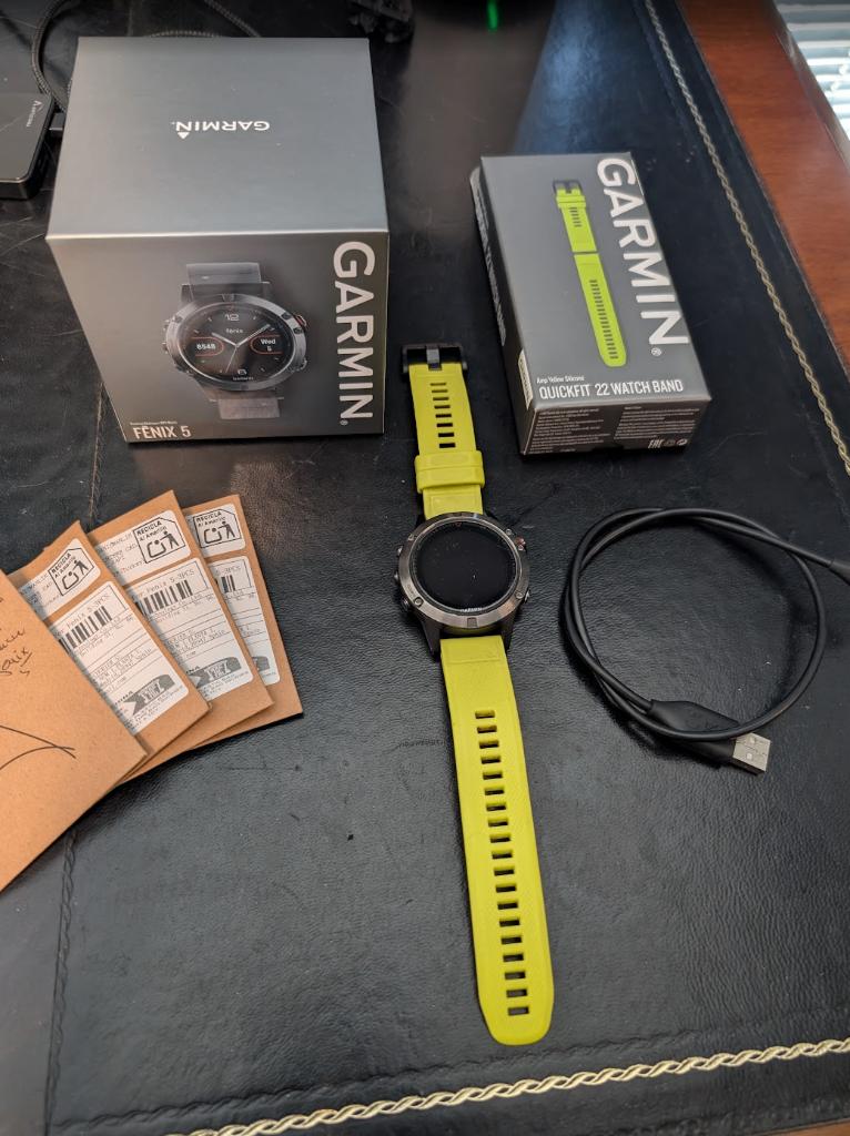 Garmin Fenix 5 sporthorloge, Handtassen en Accessoires, Sporthorloges, Gebruikt, Zwart, Garmin, Ophalen of Verzenden
