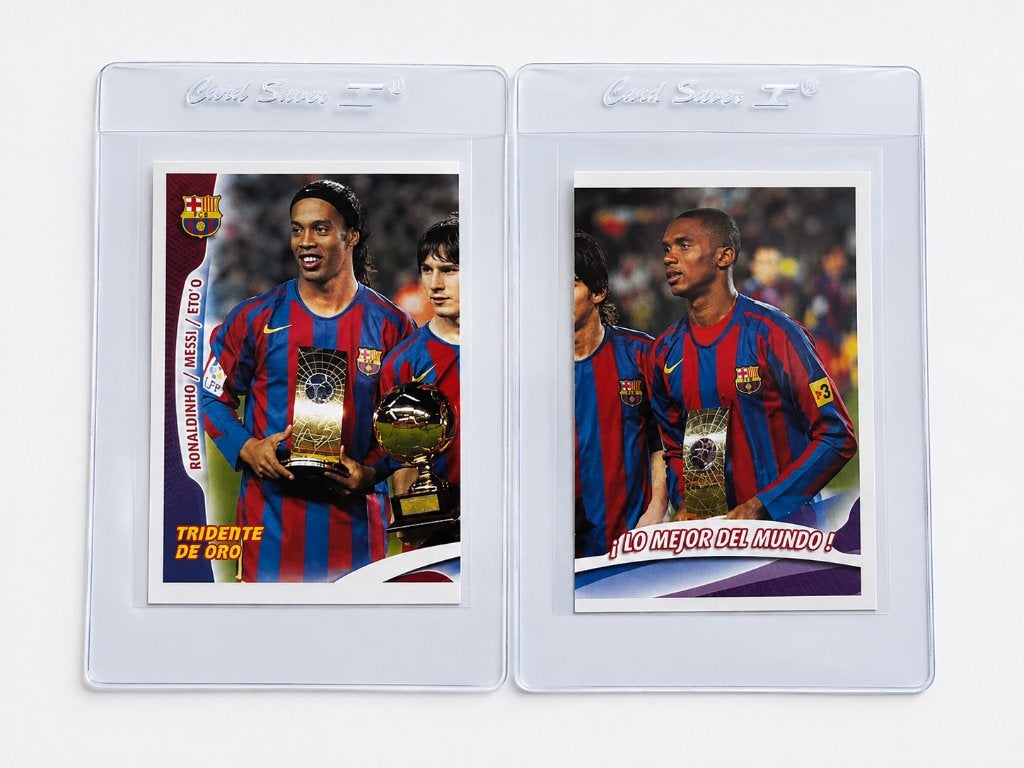 2005/06 Panini Super Barça Messi #69 —70 — 2 autocollants, Enlèvement ou Envoi, Comme neuf