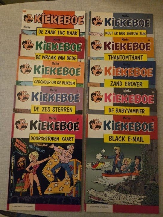 10 x Kiekeboe 1ste drukken., Merho, Ophalen of Verzenden, Zo goed als nieuw, Meerdere stripboeken
