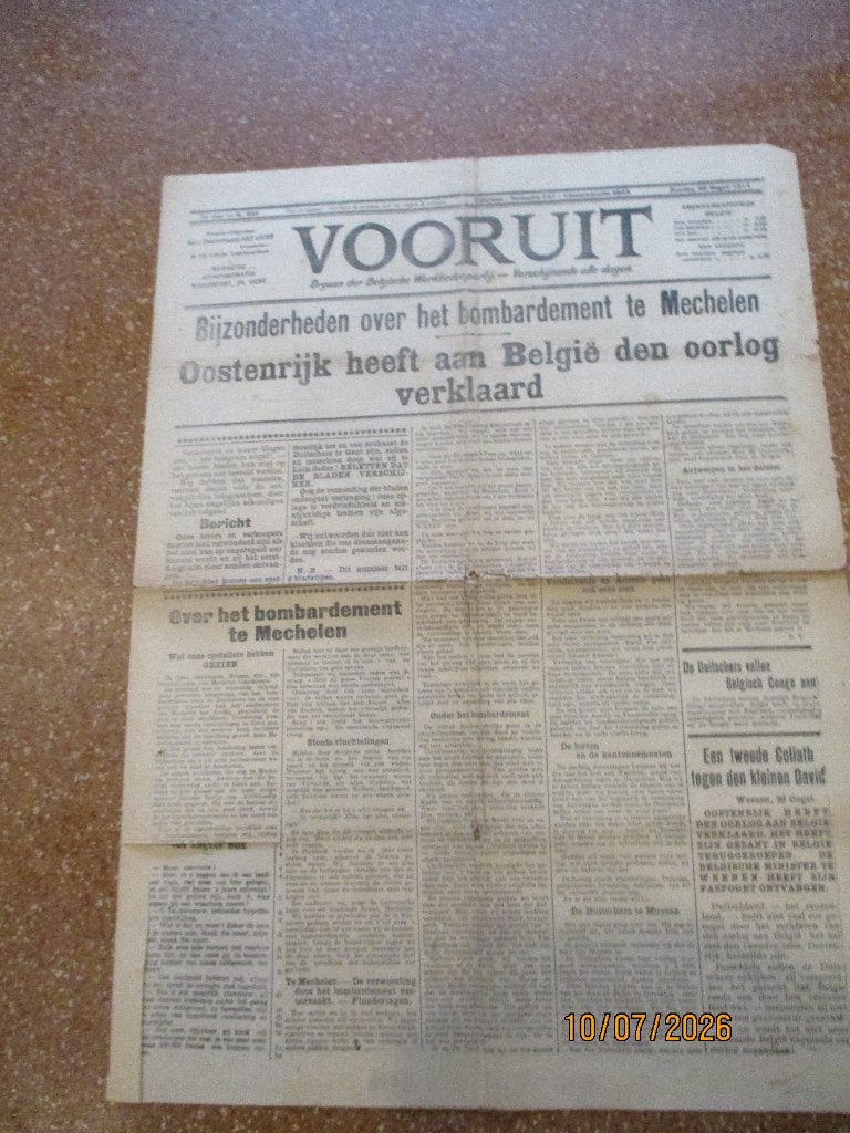 Vooruit. Récolte 30 1914 Malines, Collections, Enlèvement ou Envoi