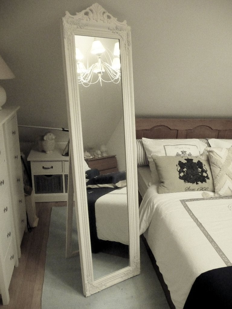 Mooie staande witte spiegel., Huis en Inrichting, Woonaccessoires | Spiegels, Ophalen, Minder dan 50 cm, Nieuw, 150 tot 200 cm