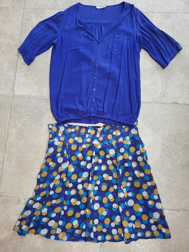 Mooie bolletjes rok mt Large (zie foto's), Blauw, Maat 42/44 (L), Ophalen of Verzenden, Knielengte