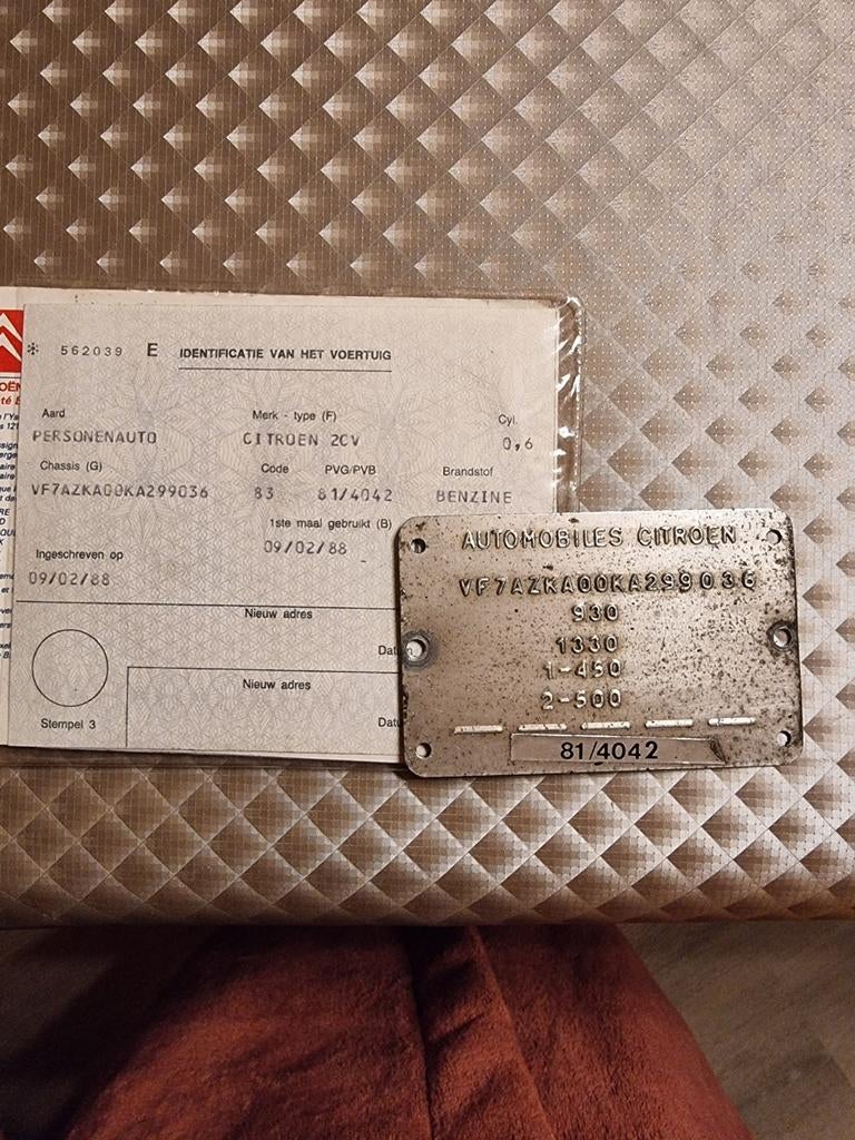 Citroën 2PK6 Inschrijving bewijs met identificatie plaatje, foto 2