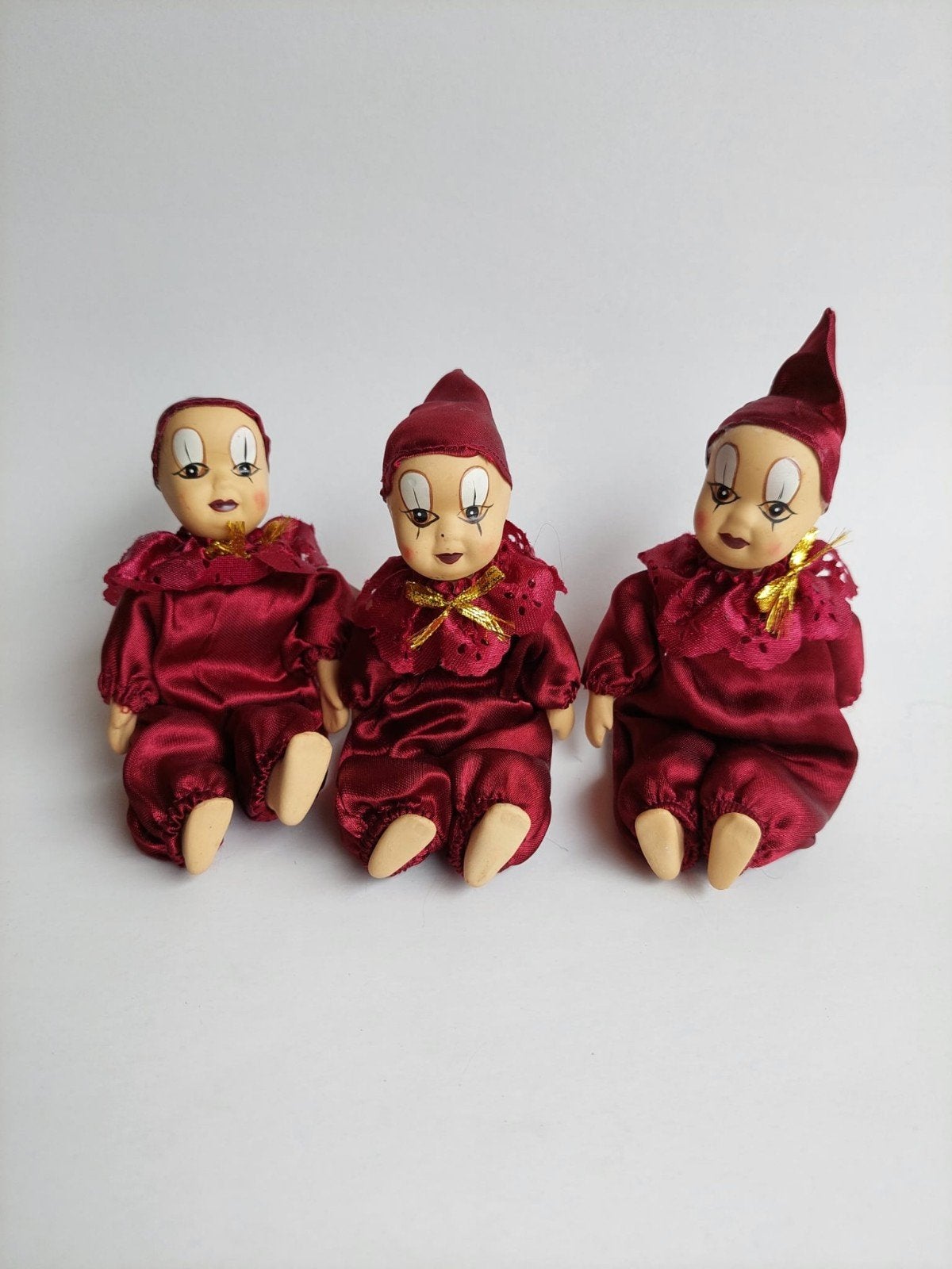 Set van 3 vintage handgemaakte porselein Harlekijn poppetjes, Enlèvement