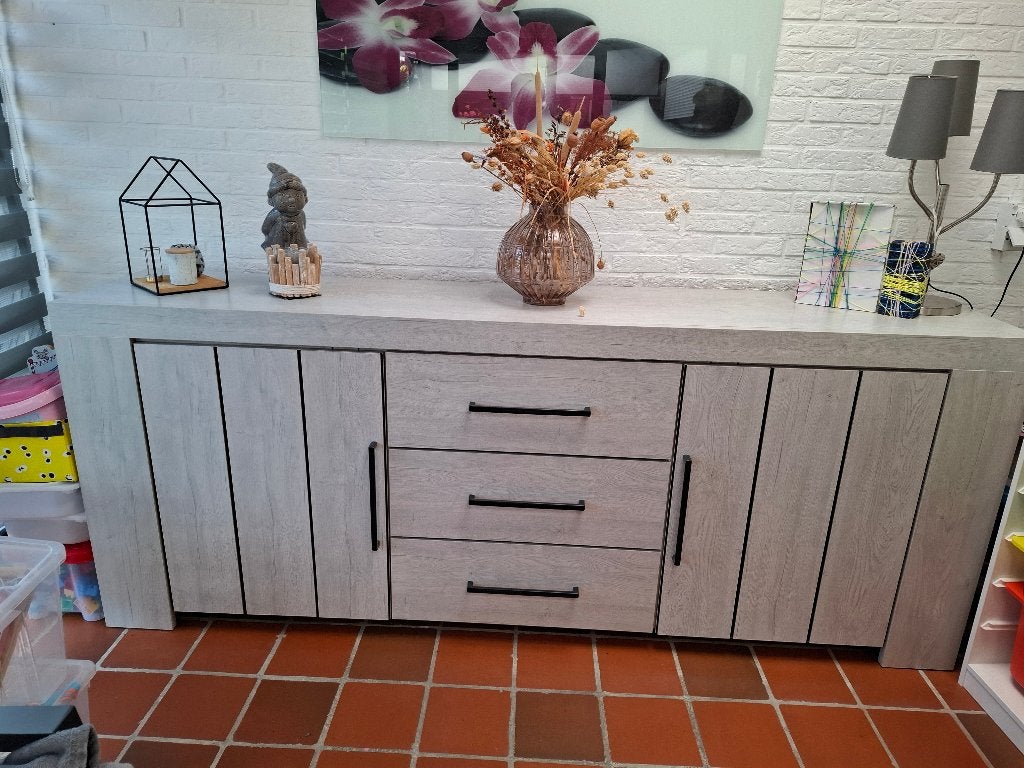 Dressoir  grijs, Ophalen, Minder dan 50 cm, Gebruikt, Teakhout