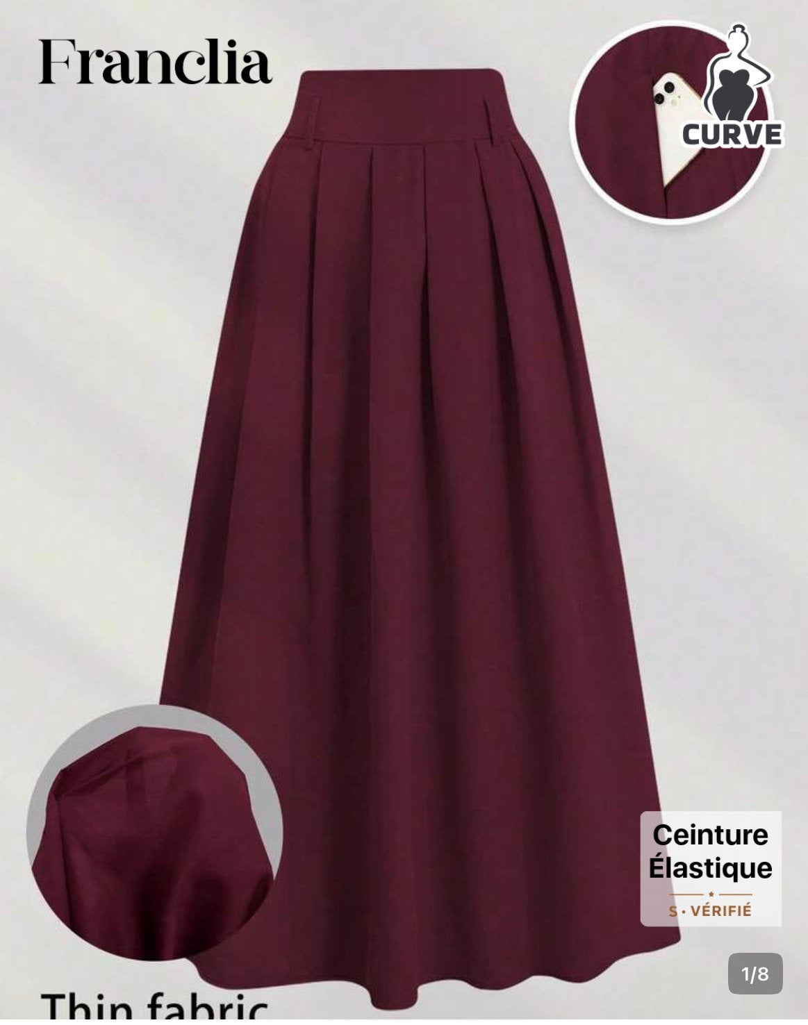 Bordeauxrode rok in grote maten, Kleding | Dames, Rokken, Maat 46/48 (XL) of groter, Nieuw, Ophalen of Verzenden, Rood