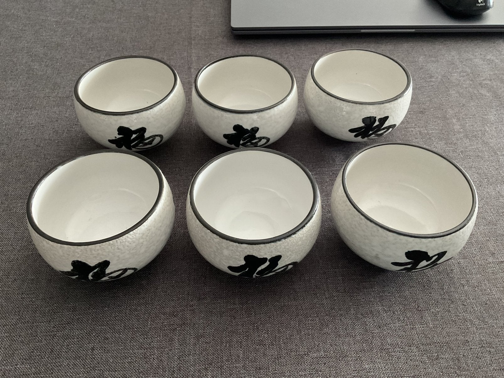 Vintage Japanese thee-/sake-kommetjes - set van 6, Céramique, Utilisé, Tasse(s) et/ou soucoupe(s), Enlèvement ou Envoi