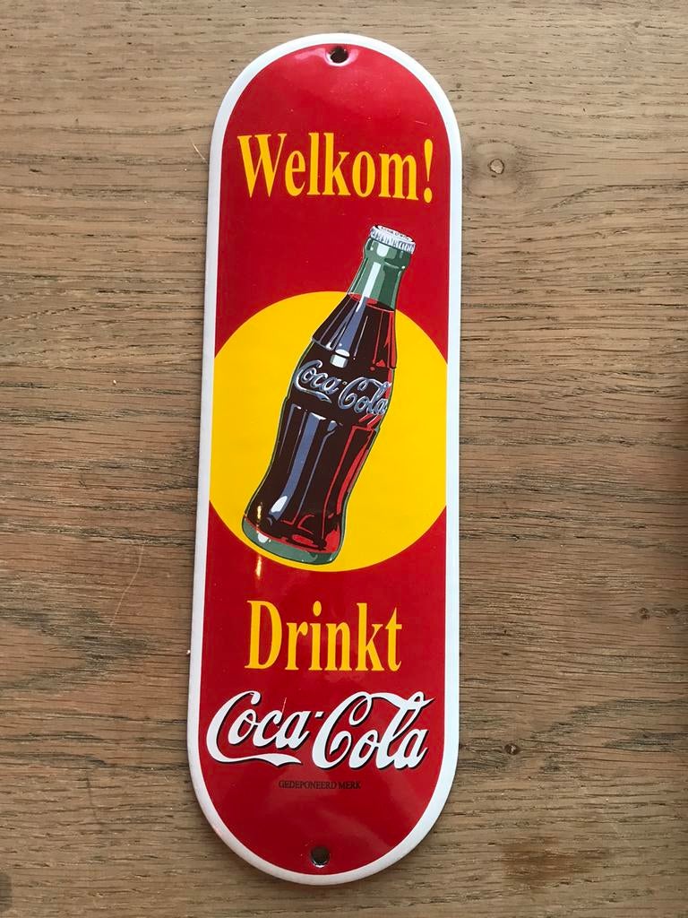 Coca Cola emaille bordje, Verzamelen, Ophalen of Verzenden, Zo goed als nieuw, Reclamebord