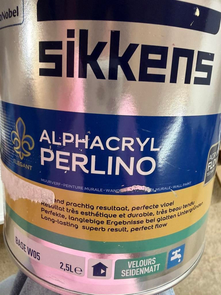 Sikkens Alphacryl perlino beige/lichtgele muurverf 2,5liter, Ophalen of Verzenden, Nieuw, Acrylverf