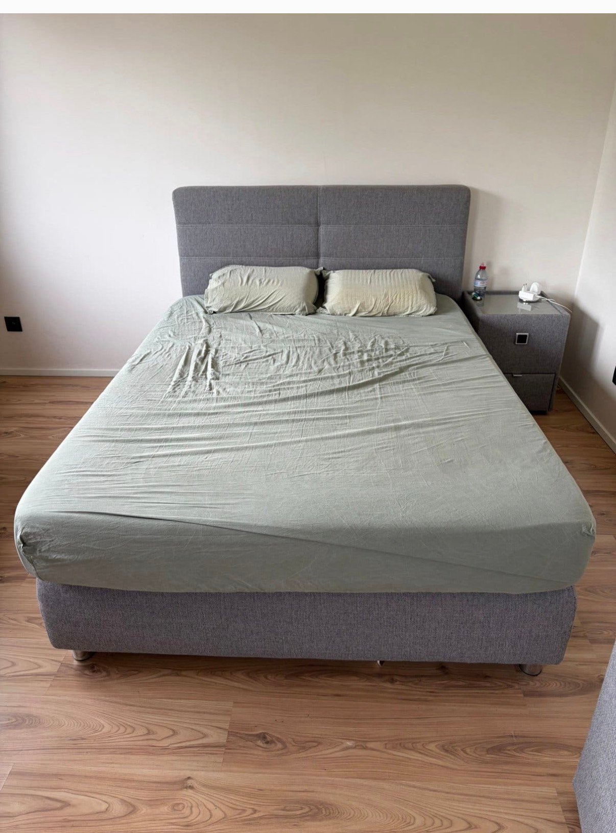 Boxspring twijfelaar, Ophalen, Gebruikt, Twijfelaar, Grijs