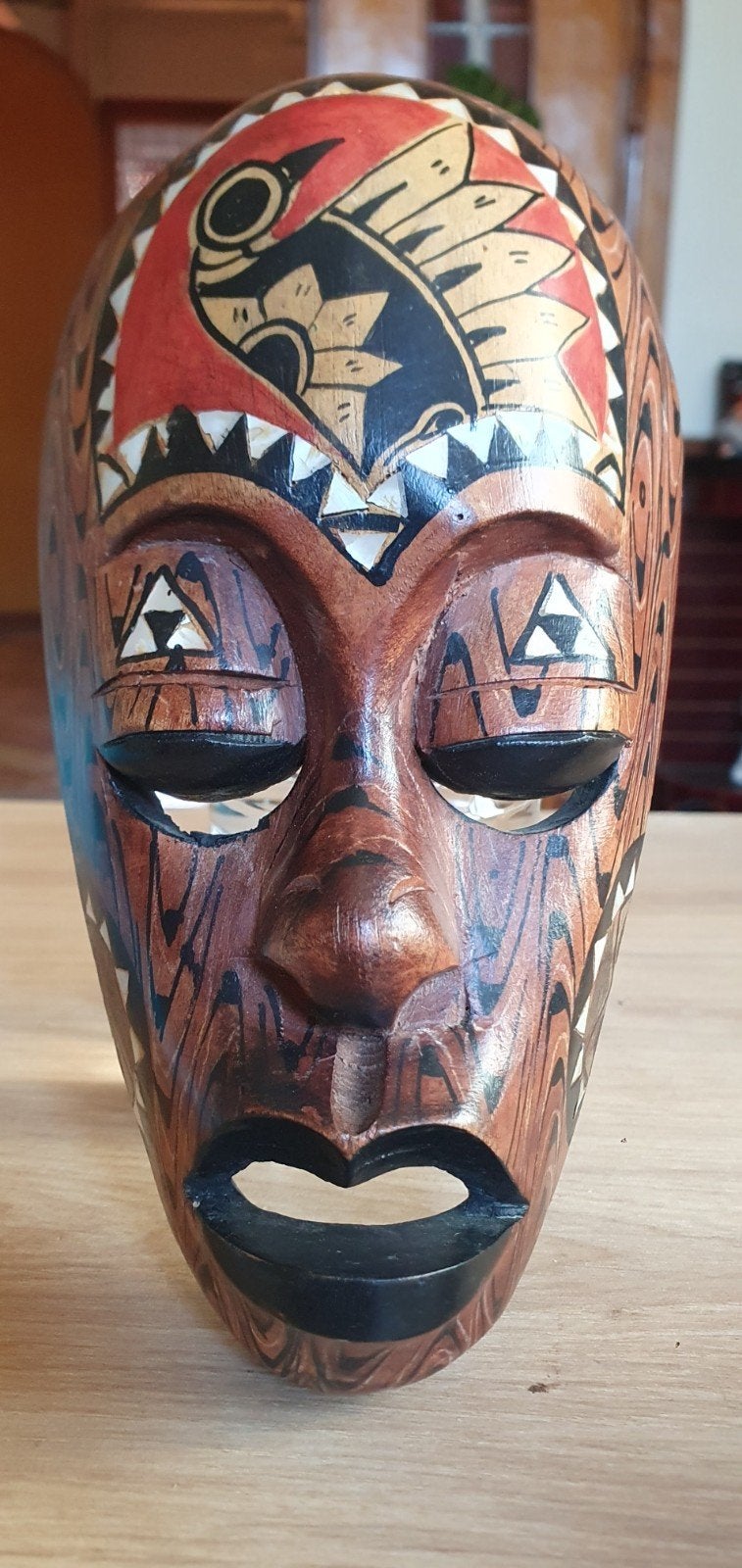 Handgemaakt Masker van aardewerk, Antiek en Kunst, Ophalen of Verzenden, Handgemaakt, Hout, Masker