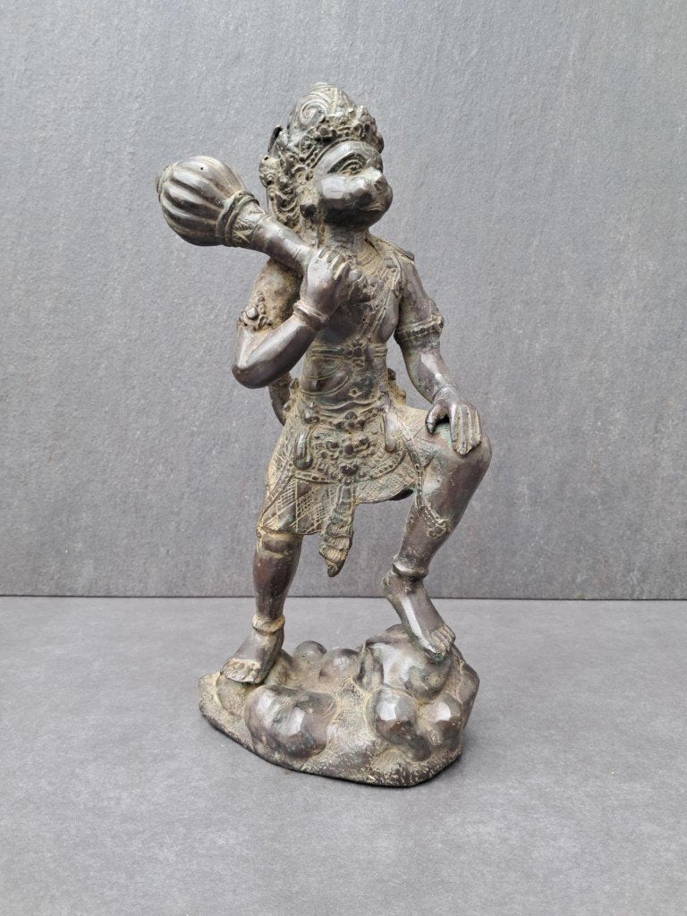 Statue en bronze de Hanuman/le dieu signe/Inde, Sculpture, Enlèvement ou Envoi, Inde, 30 cm