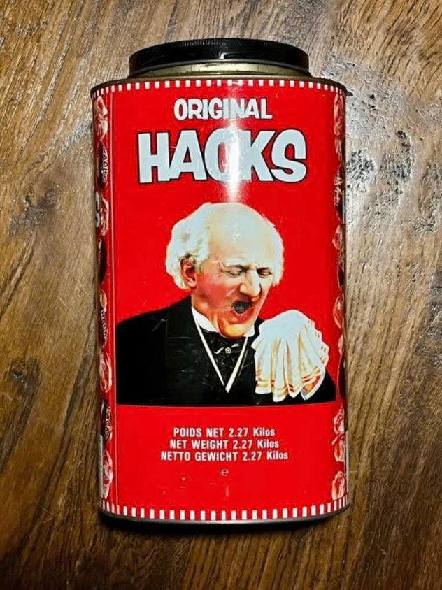 Boîte en fer vintage Hacks (années 50), Collections, Boîte en métal, Enlèvement ou Envoi