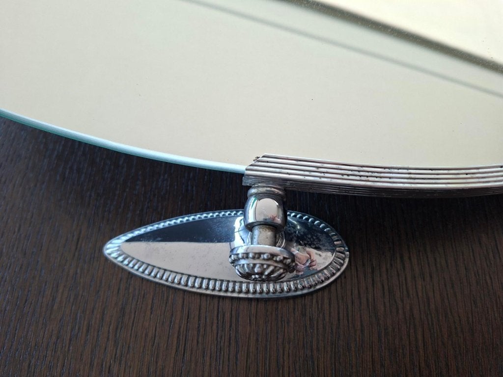 Antieke zilveren spiegel, Ophalen, Ovaal, Minder dan 50 cm, Minder dan 100 cm
