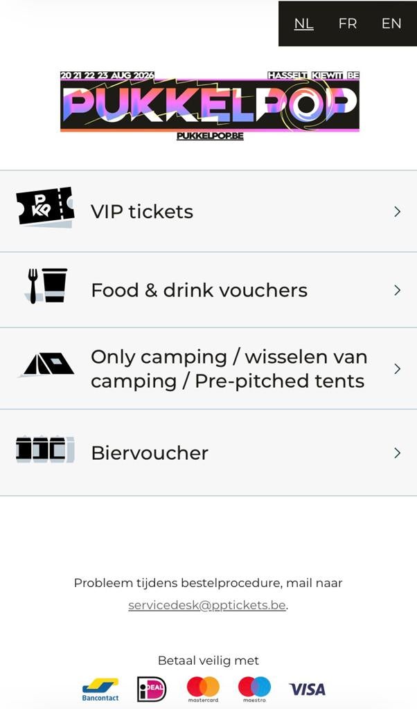 Pukkelpop Camping Chill+ Combi, Eén persoon, Augustus