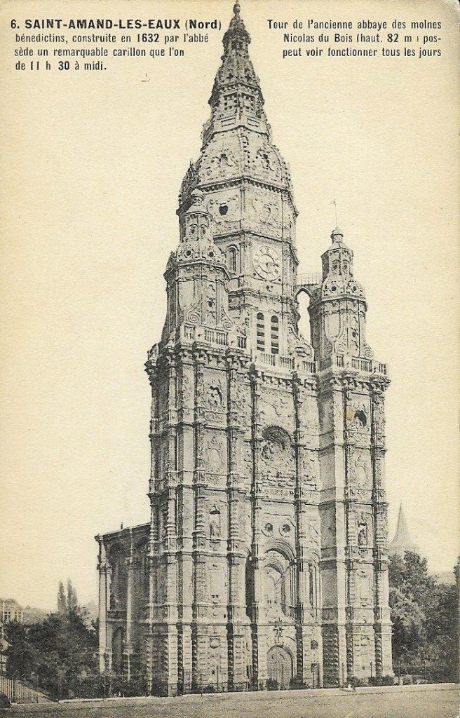 1912 - FRANCE - Saint-Amand-les-Eaux : Tour de l'Abbaye, Envoi, Avant 1920, Affranchie, France