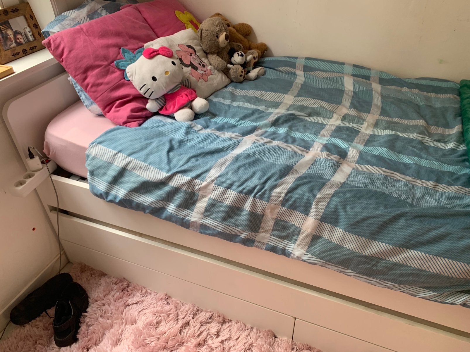 bed met schuifen, Huis en Inrichting, Ophalen, 100 cm, Eenpersoons, Wit