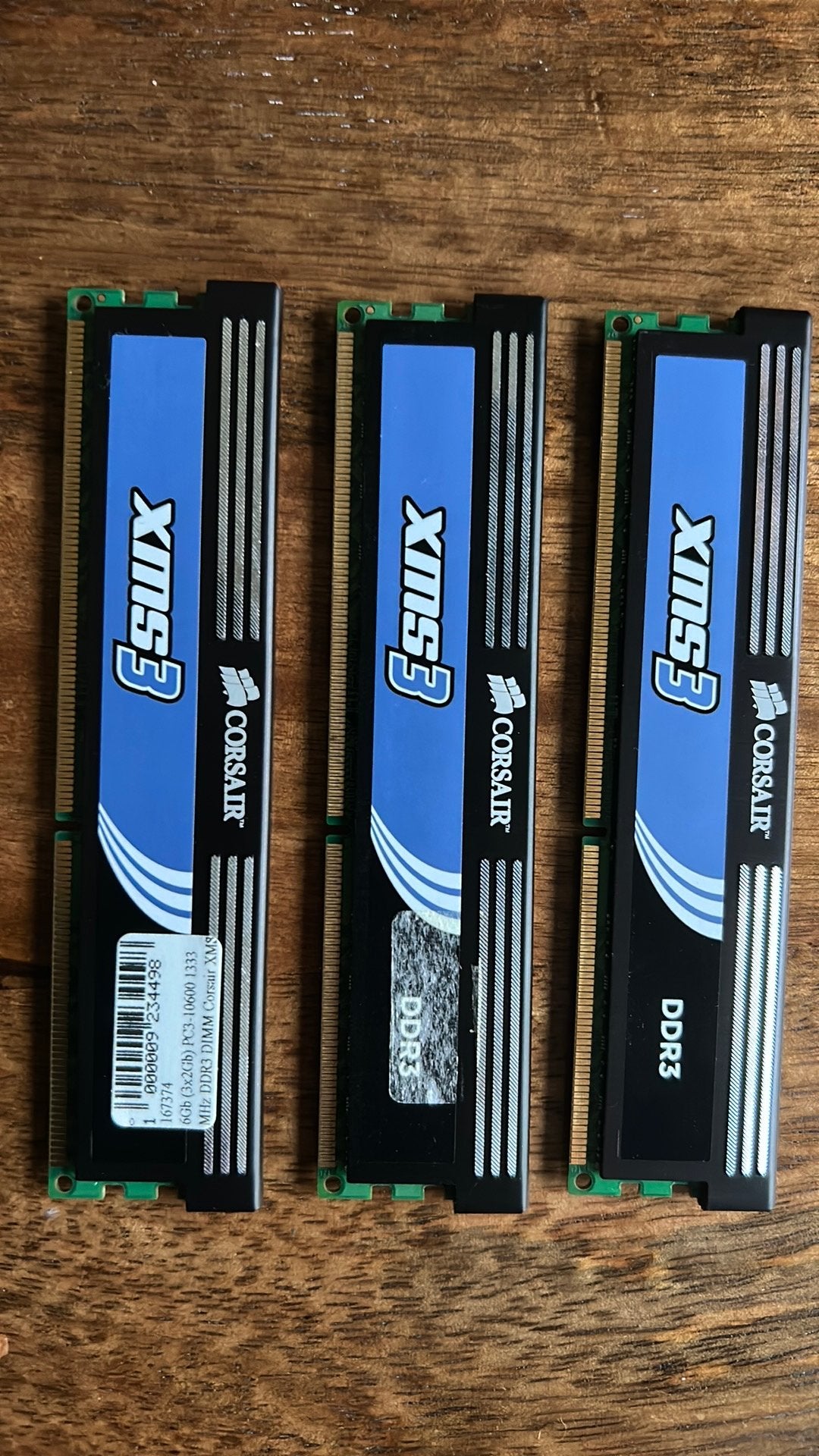 Corsair DDR3 6 GB (3x2 GB), Computers en Software, RAM geheugen, DDR3, Ophalen of Verzenden, Zo goed als nieuw, Desktop