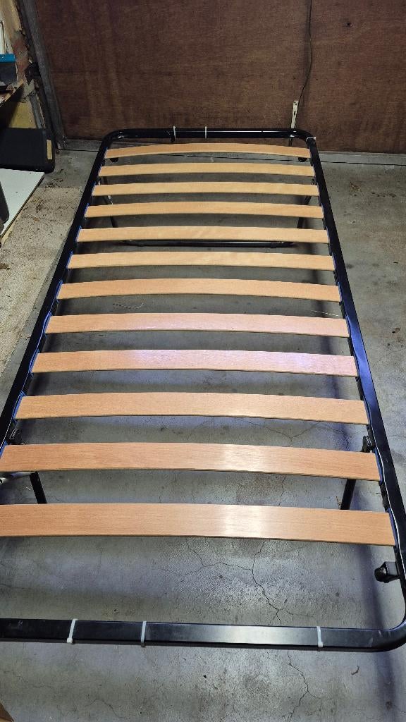 Bed - onderschuifbed met matras, Ophalen, 90 cm, Eenpersoons, Zwart