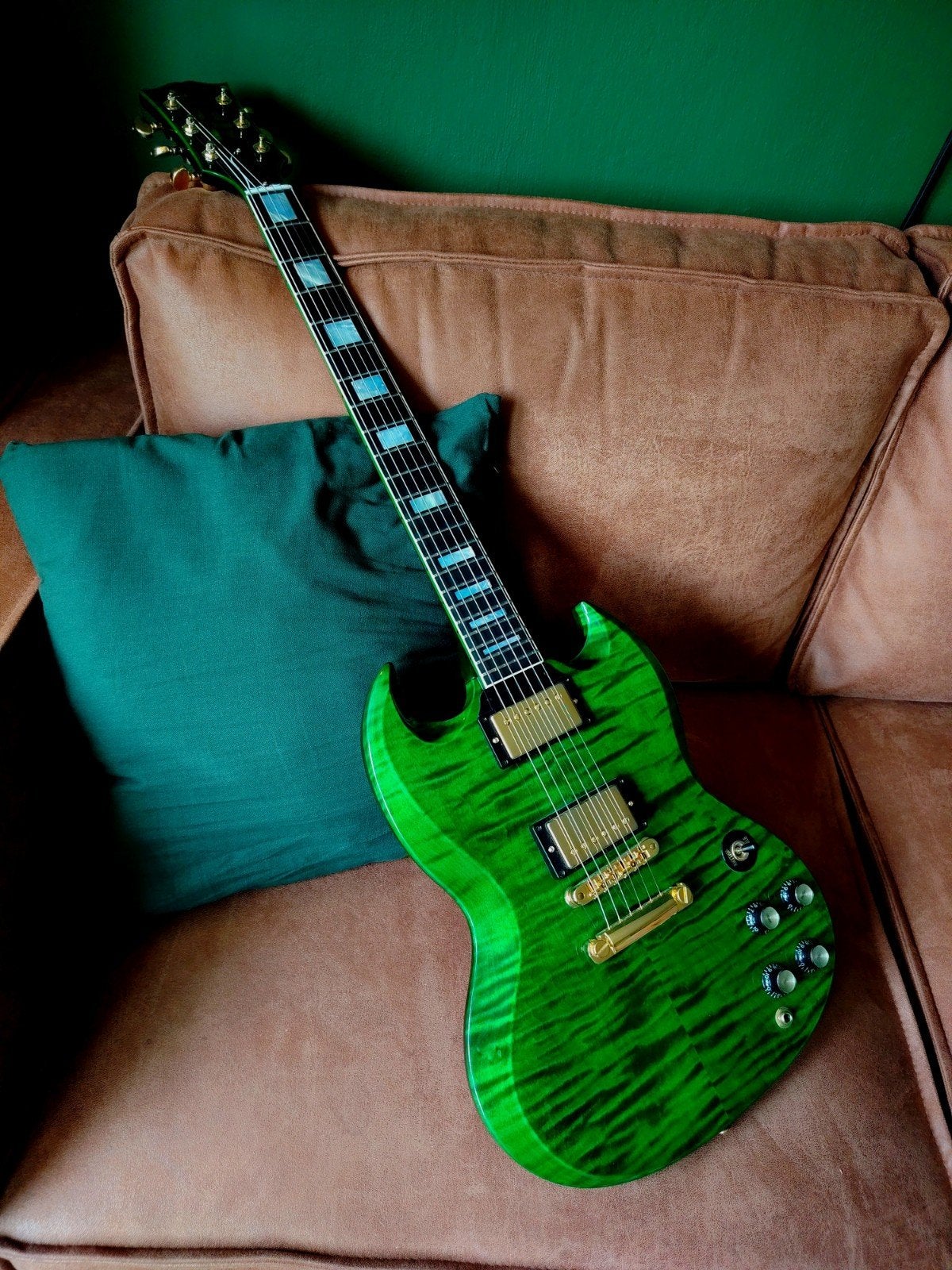 Gibson SG Custom Shop Green Widow (Limited Edition), Muziek en Instrumenten, Ophalen of Verzenden, Zo goed als nieuw, Semi-solid body