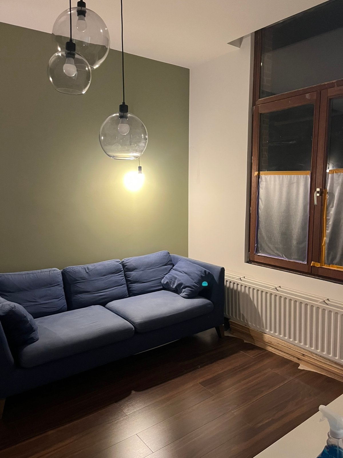 Mooie blauwe zetel, Ophalen, Gebruikt, 75 tot 100 cm, Rechte bank