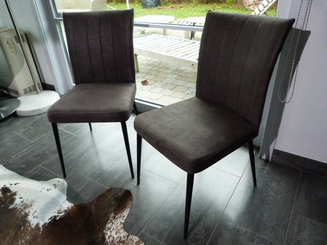 2 nieuwe stoelen in grijze alcantara, Ophalen, Zo goed als nieuw, Zwart, Design