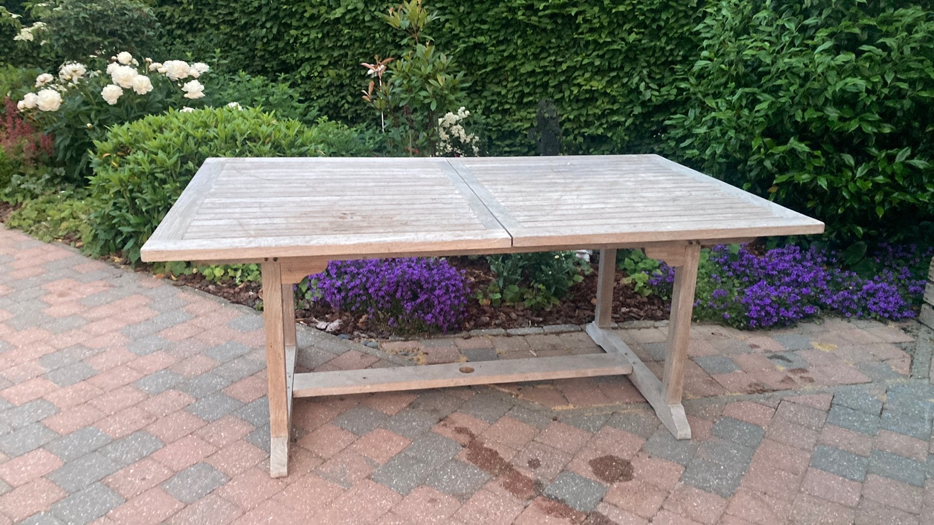 Table en teck pour 10 personnes, Jardin & Terrasse, Tables de jardin, Enlèvement, Utilisé, Rectangulaire, Bois de teck