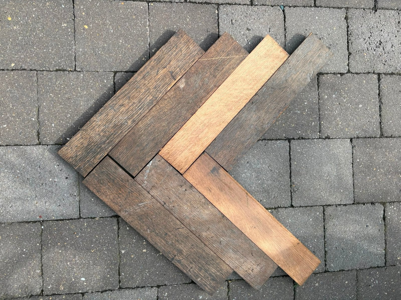 Parquet à chevrons authentique, Enlèvement, Comme neuf