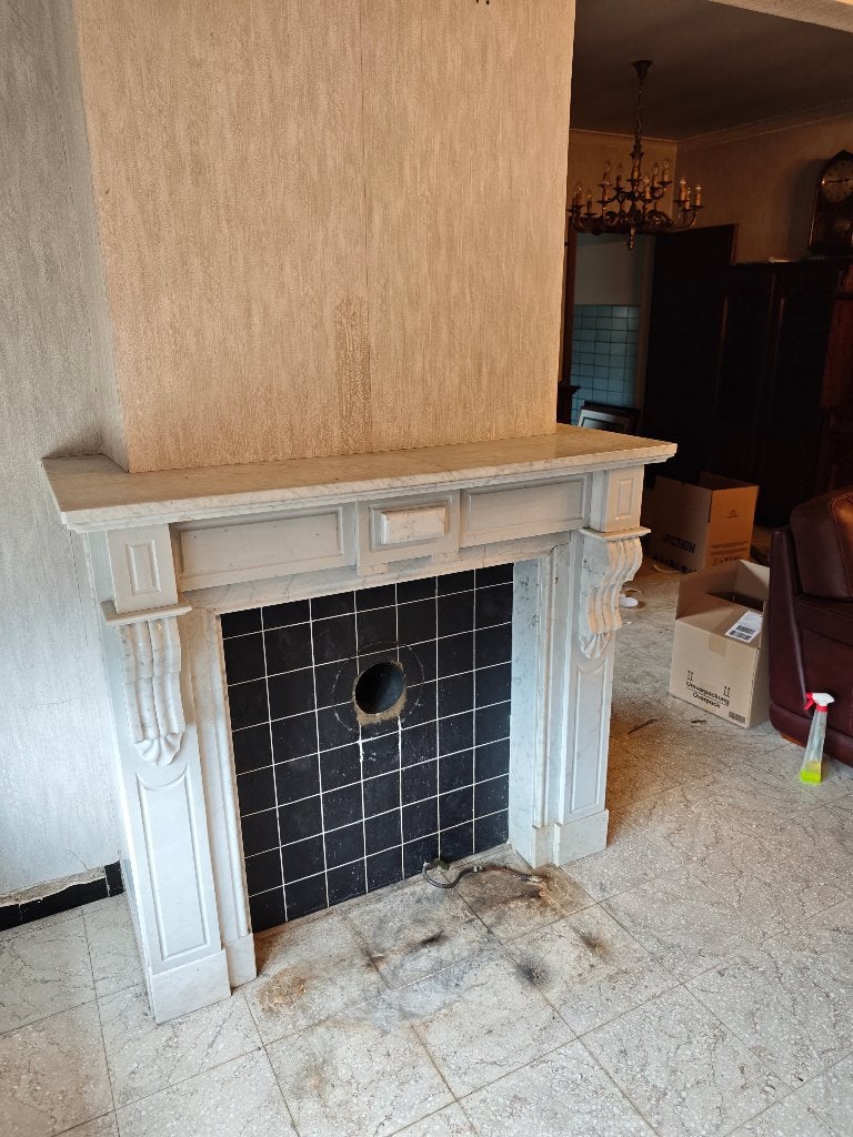 wit marmeren schouwmantel, Huis en Inrichting, Ophalen, Gebruikt