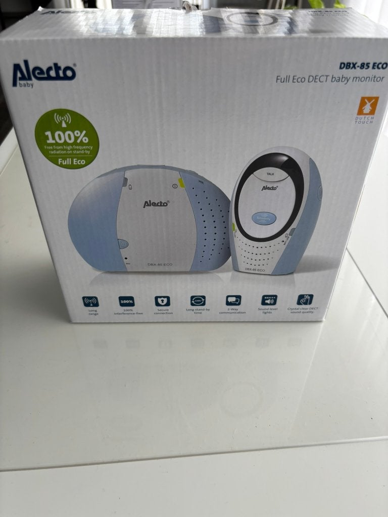 Alecto babyfoon DBX-85 ECO DECT wit/blauw, Ophalen, Zo goed als nieuw, Terugspreekfunctie