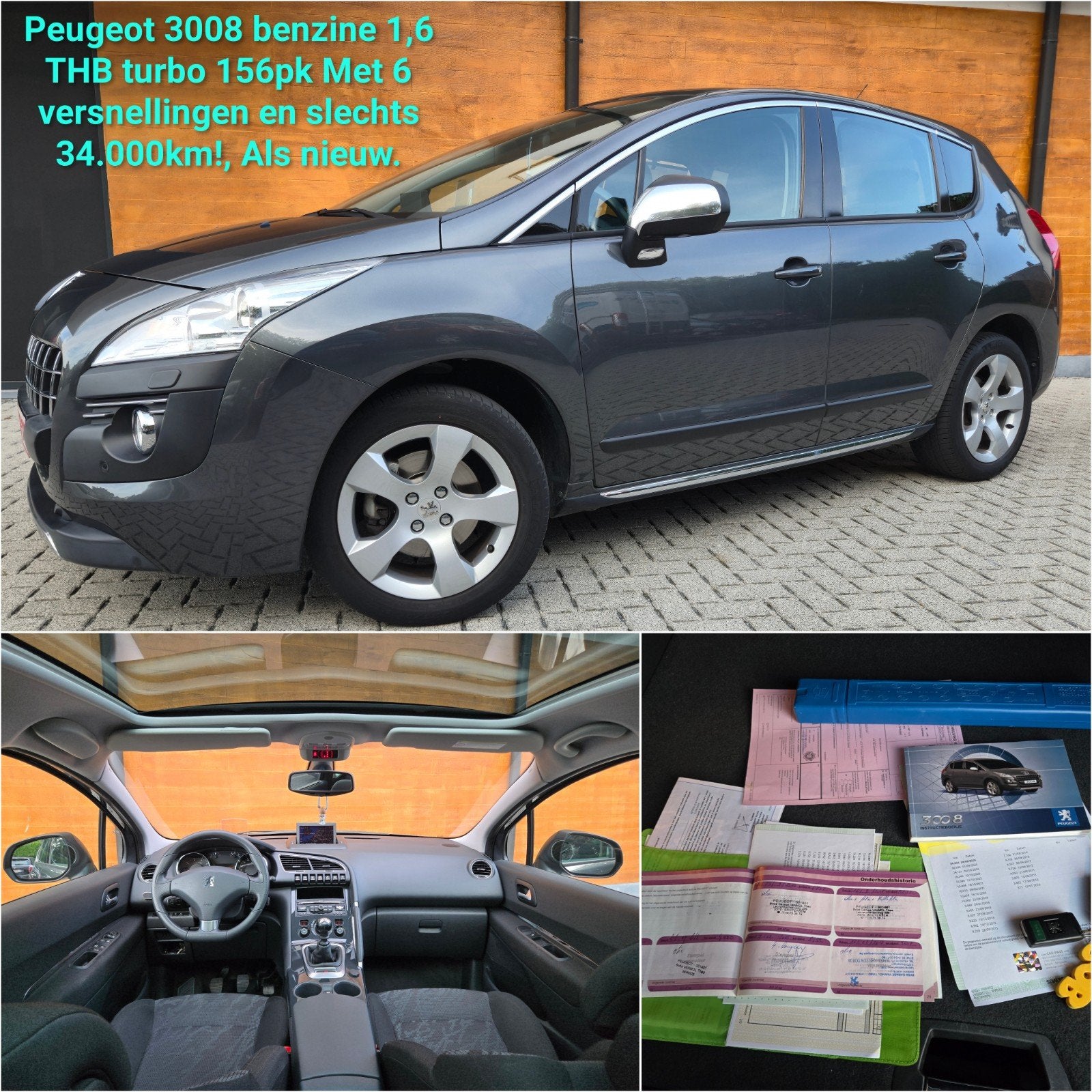 Peugeot 3008 slechts 34k 6 versnellingen pano headup benzine, Autos, Achat, Boîte manuelle, Noir, 5 portes